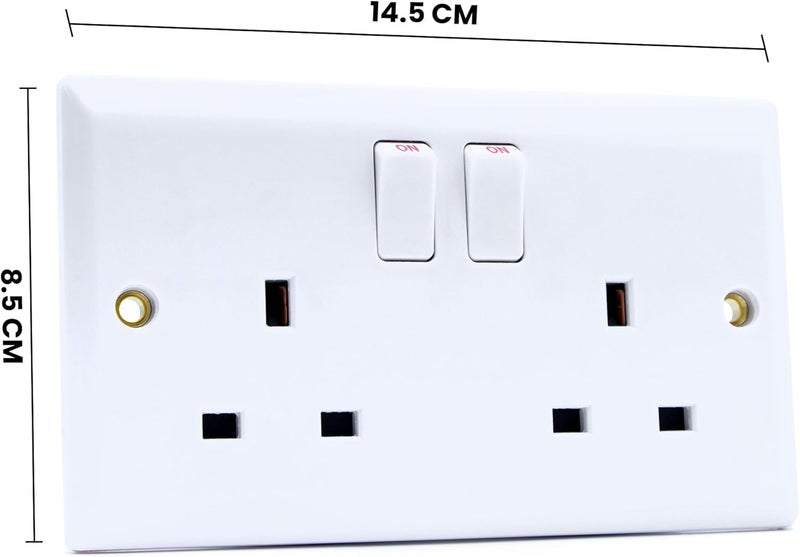 درافل مقبس كهربائي مزدوج من دورافيل ثنائي الفتحات 13 أمبير مع مؤشر نيون - بلاستيك فائق النحافة، مقاوم للحريق - Image 5